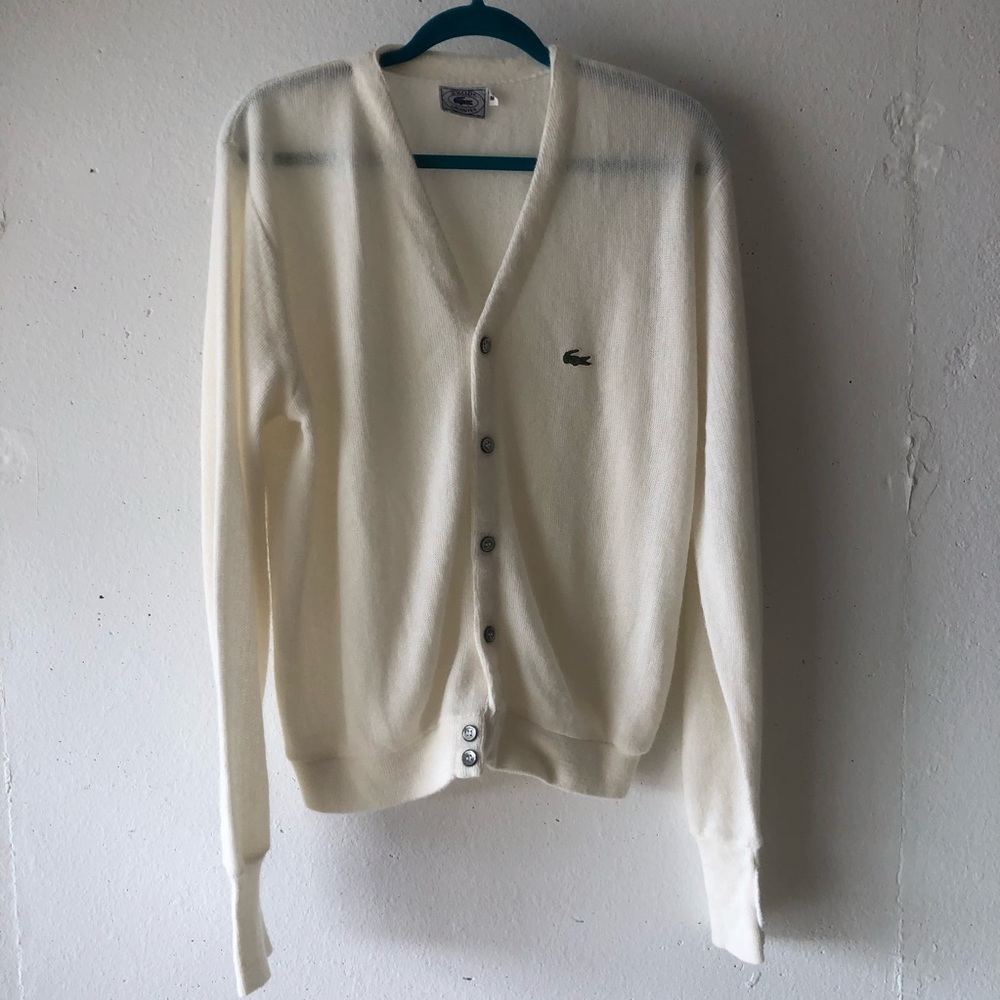 Lacoste Men’s Vintage Lacoste Cream Cardigan sz M